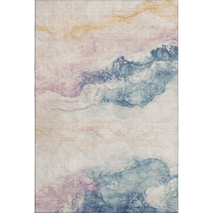 HomeRoots 10' Pearl Blue & Lavender Abstract Washable Area Rug - UV Protected, Stain Resistant, Easy Care Style 701587