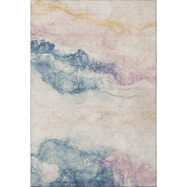 HomeRoots 10' Pearl Blue & Lavender Abstract Washable Area Rug - UV Protected, Stain Resistant, Easy Care Style 701587