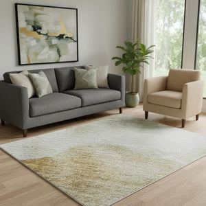 HomeRoots 5' X 8' Beige Gray Copper Area Rug - Modern Abstract Design, Stain Resistant & UV Protected Comfort 701589