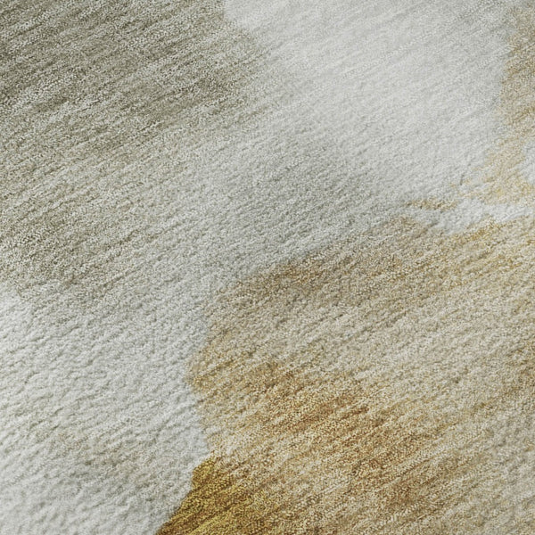 HomeRoots 8' X 10' Beige Gray Copper Abstract Washable Area Rug – Durable, Stylish, UV Protected for Homes! 701591