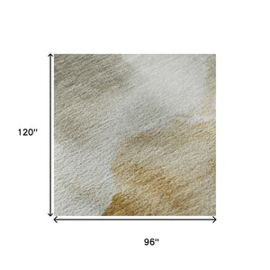 HomeRoots 8' X 10' Beige Gray Copper Abstract Washable Area Rug – Durable, Stylish, UV Protected for Homes! 701591