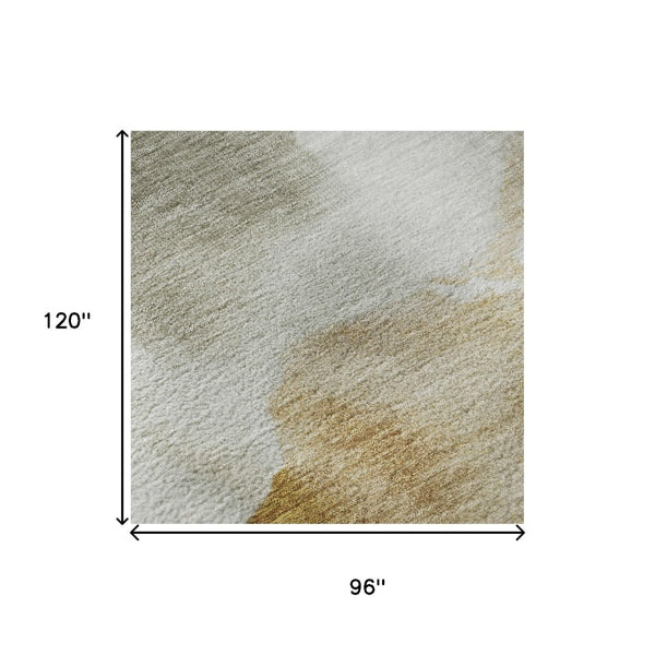 HomeRoots 8' X 10' Beige Gray Copper Abstract Washable Area Rug – Durable, Stylish, UV Protected for Homes! 701591
