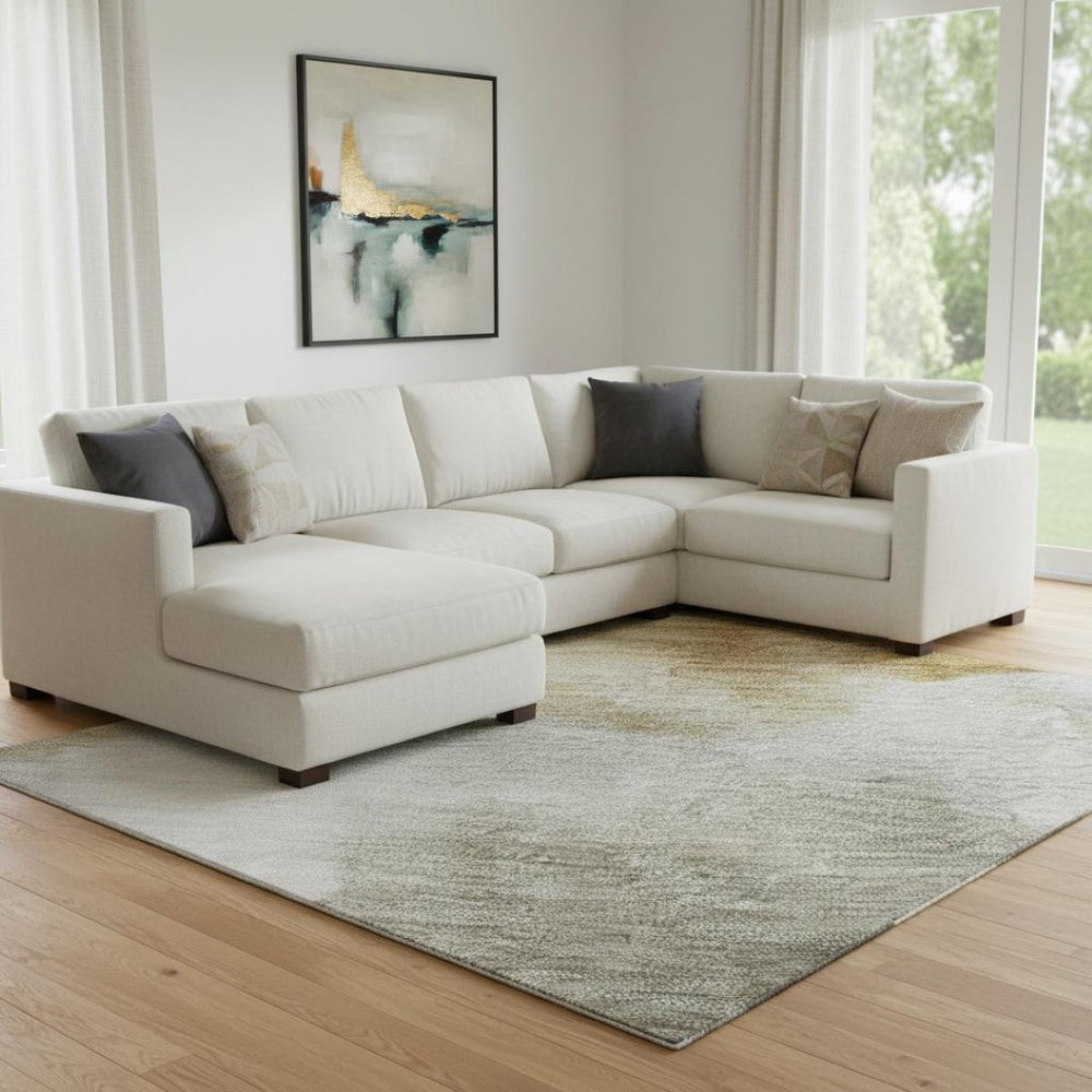 HomeRoots 8' X 10' Beige Gray Copper Abstract Washable Area Rug – Durable, Stylish, UV Protected for Homes! 701591