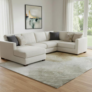 HomeRoots 8' X 10' Beige Gray Copper Abstract Washable Area Rug – Durable, Stylish, UV Protected for Homes! 701591