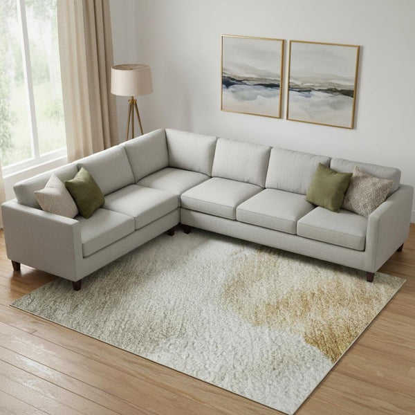 HomeRoots 10' Abstract Beige Gray Copper Washable Area Rug - UV Protection, Stain Resistant, Durable Design 701593
