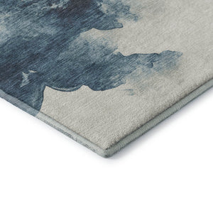 HomeRoots 8' X 10' Elegant Navy Blue and Ivory Abstract Washable Area Rug with Stain Resistance & UV Protection 701597