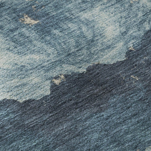 HomeRoots 8' X 10' Elegant Navy Blue and Ivory Abstract Washable Area Rug with Stain Resistance & UV Protection 701597