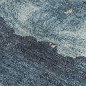 HomeRoots 8' X 10' Elegant Navy Blue and Ivory Abstract Washable Area Rug with Stain Resistance & UV Protection 701597