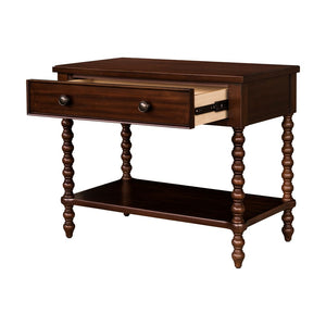 English Elm Large Cottage Nightstand with Spindle Legs Open Shelf and Drawer for King Beds Morocco Brown B035P408398