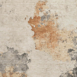 HomeRoots 5' X 8' Rust Gray & Ivory Abstract Area Rug - Washable, Stain Resistant, UV Protected for Active Homes 701607