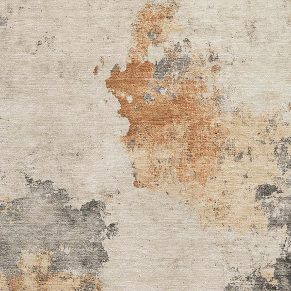 HomeRoots 5' X 8' Rust Gray & Ivory Abstract Area Rug - Washable, Stain Resistant, UV Protected for Active Homes 701607