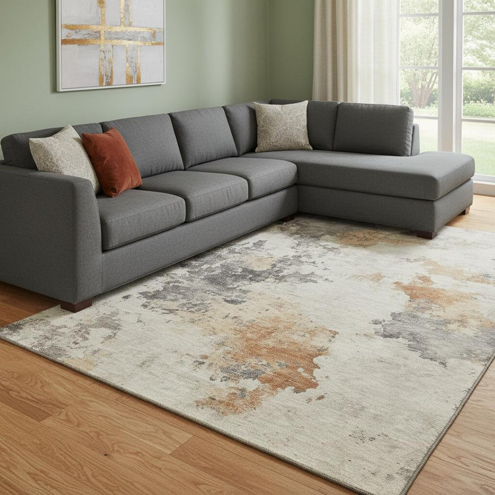HomeRoots 8' X 10' Modern Abstract Washable Area Rug with UV Protection - Stylish, Durable & Easy Care Solution 701609