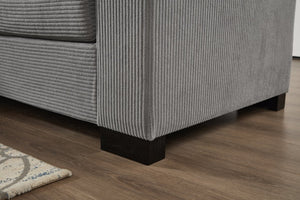 English Elm 111" Corduroy L-Shape Sectional Sofa with Convertible Chaise, Arm Storage, Reversible Cushions, Grey - Durable Solid Wood Frame, 900lb Capacity W1097S00159