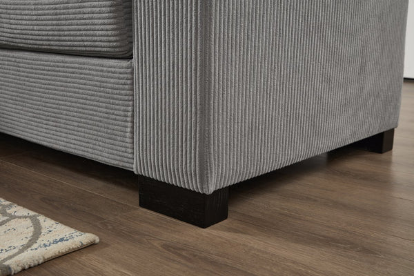 English Elm 111" Corduroy L-Shape Sectional Sofa with Convertible Chaise, Arm Storage, Reversible Cushions, Grey - Durable Solid Wood Frame, 900lb Capacity W1097S00159