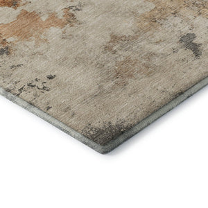 HomeRoots 9' X 12' Abstract Washable Area Rug in Rust Gray Ivory - Durable, Stain-Resistant & UV Protected 701610