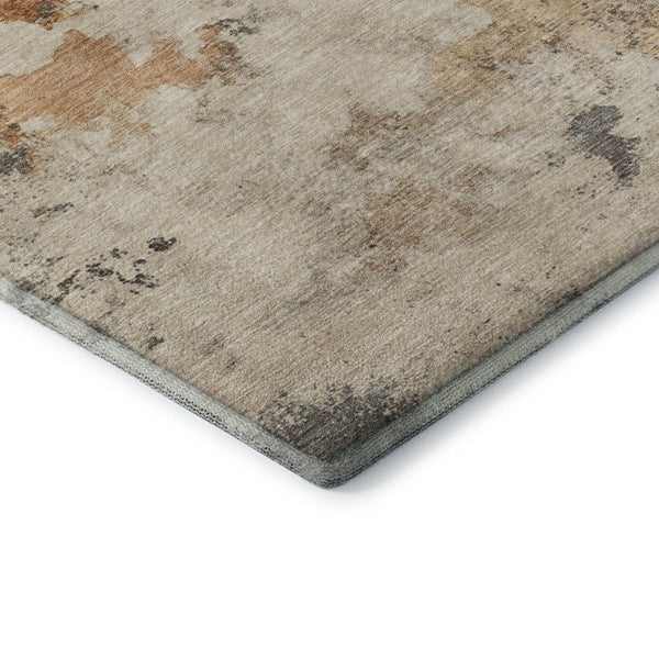 HomeRoots 9' X 12' Abstract Washable Area Rug in Rust Gray Ivory - Durable, Stain-Resistant & UV Protected 701610