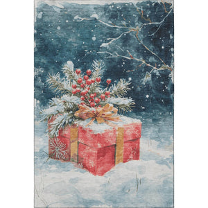 HomeRoots 8' X 10' Stylish Blue Red Ivory Geometric Area Rug - Washable, UV Protected, Perfect for Modern Homes 701621