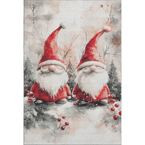 HomeRoots 8' X 10' Ivory Red and Gray Floral Area Rug | Durable, Washable, Stain-Resistant with UV Protection 701639