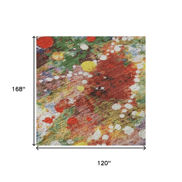 HomeRoots 10' Ivory Purple and Yellow Floral Area Rug – Washable, UV Protected, Perfect for Busy Homes! 701647