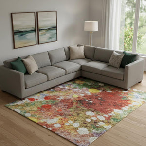 HomeRoots 10' Ivory Purple and Yellow Floral Area Rug – Washable, UV Protected, Perfect for Busy Homes! 701647