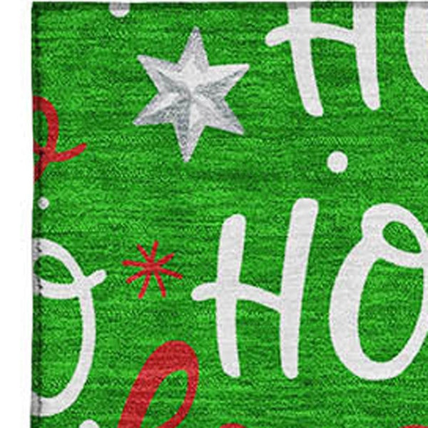 HomeRoots 5' X 8' Playful Green Red Silver Polka Dot Washable Area Rug with Non-Slip Backing & UV Protection 701649
