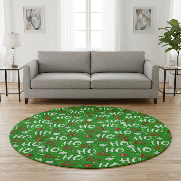 HomeRoots 8' Colorful Polka Dot Washable Round Rug with UV Protection - Durable, Stylish, and Stain-Resistant! 701650