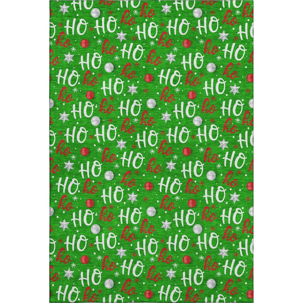 HomeRoots 8' X 10' Vibrant Green Red Silver Polka Dot Washable Area Rug with UV Protection & Non-Slip Backing 701651