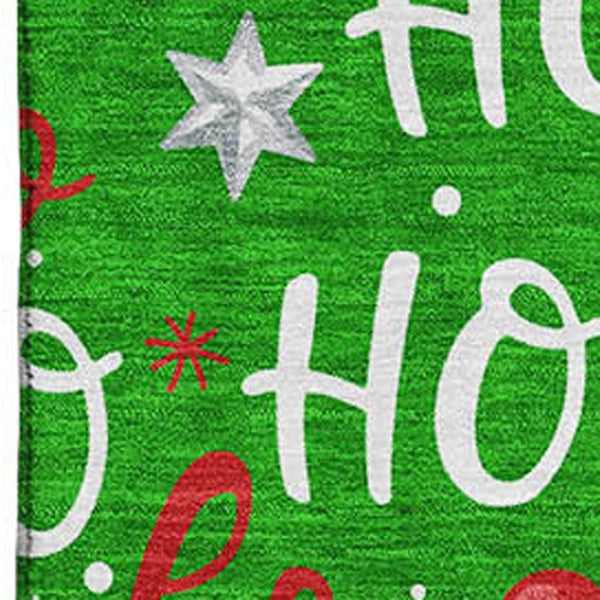 HomeRoots 8' X 10' Vibrant Green Red Silver Polka Dot Washable Area Rug with UV Protection & Non-Slip Backing 701651