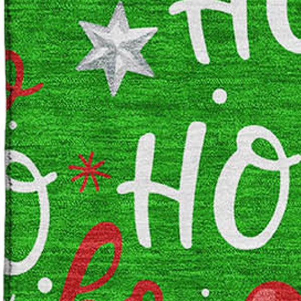 HomeRoots 10' Polka Dot Washable Area Rug - Green, Red & Silver with UV Protection for Kids & Pets, 10x14 ft 701653