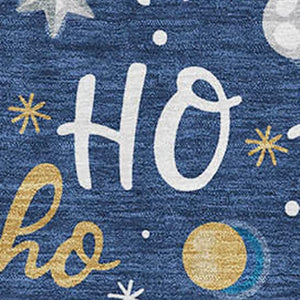 HomeRoots 5' Navy Blue Washable Area Rug with Gold & White Polka Dots, Stain Resistant & UV Protected Design 701655
