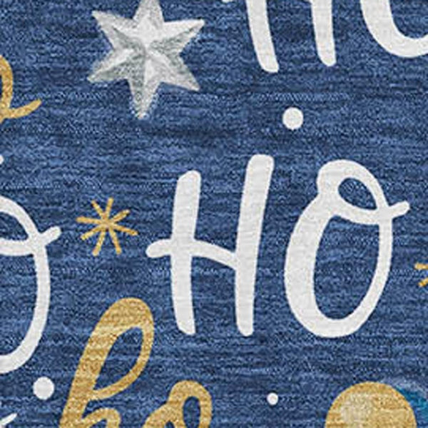 HomeRoots 9' X 12' Stylish Navy Blue, White & Gold Polka Dot Washable Area Rug with UV Protection & Stain Resistance 701658