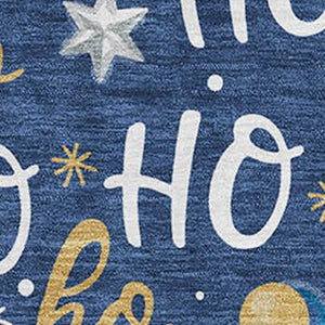 HomeRoots 10' Navy Blue, White & Gold Polka Dot Washable Area Rug - UV Protected, Stain-Resistant & Durable Design 701659