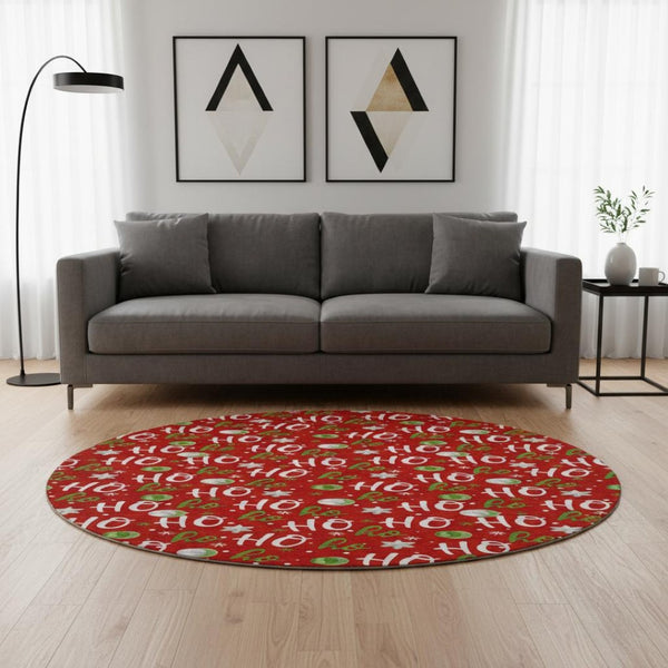 HomeRoots 8' Vibrant Red White Green Polka Dot Washable Round Rug with UV Protection for Busy Homes 701662