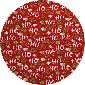 HomeRoots 8' Vibrant Red White Green Polka Dot Washable Round Rug with UV Protection for Busy Homes 701662