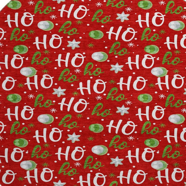 HomeRoots 8' Vibrant Red White Green Polka Dot Washable Round Rug with UV Protection for Busy Homes 701662
