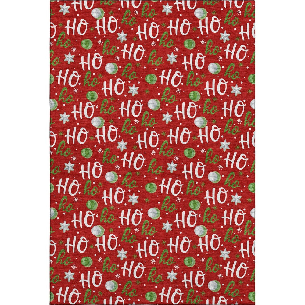 HomeRoots 9' X 12' Vibrant Red, White & Green Polka Dot Washable Area Rug - UV Protected & Stain Resistant! 701664
