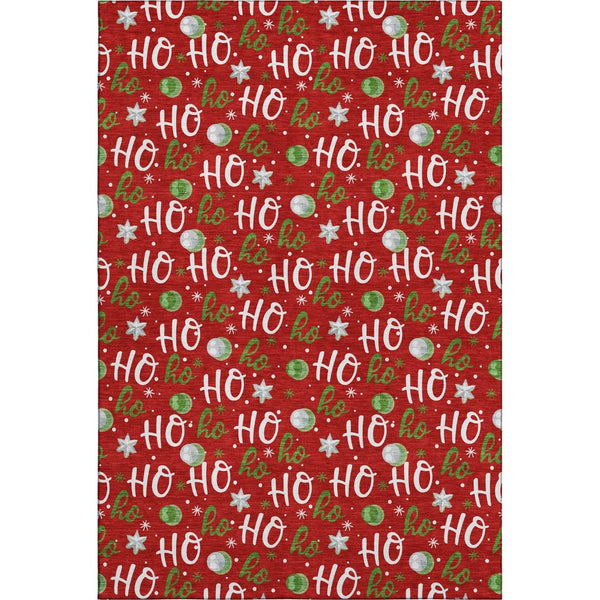 HomeRoots 9' X 12' Vibrant Red, White & Green Polka Dot Washable Area Rug - UV Protected & Stain Resistant! 701664