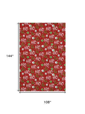 HomeRoots 9' X 12' Vibrant Red, White & Green Polka Dot Washable Area Rug - UV Protected & Stain Resistant! 701664