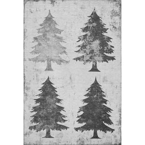 HomeRoots 5' X 8' Gray And Charcoal Floral Area Rug - Washable, UV Protected, Stain Resistant, Stylish Design! 701667
