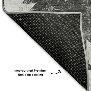 HomeRoots 5' X 8' Gray And Charcoal Floral Area Rug - Washable, UV Protected, Stain Resistant, Stylish Design! 701667