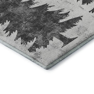 HomeRoots 5' X 8' Gray And Charcoal Floral Area Rug - Washable, UV Protected, Stain Resistant, Stylish Design! 701667
