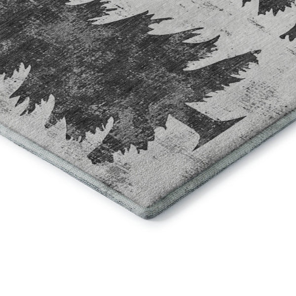 HomeRoots 5' X 8' Gray And Charcoal Floral Area Rug - Washable, UV Protected, Stain Resistant, Stylish Design! 701667