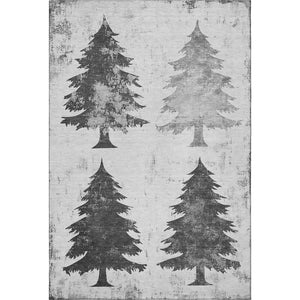 HomeRoots 9' X 12' Gray and Charcoal Floral Area Rug - Washable, UV-Protected, Durable for High-Traffic Spaces 701670