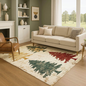 HomeRoots 9' X 12' Elegant Floral Area Rug in Ivory, Gold & Burgundy – Washable, UV Protected, Non-Slip Design 701676