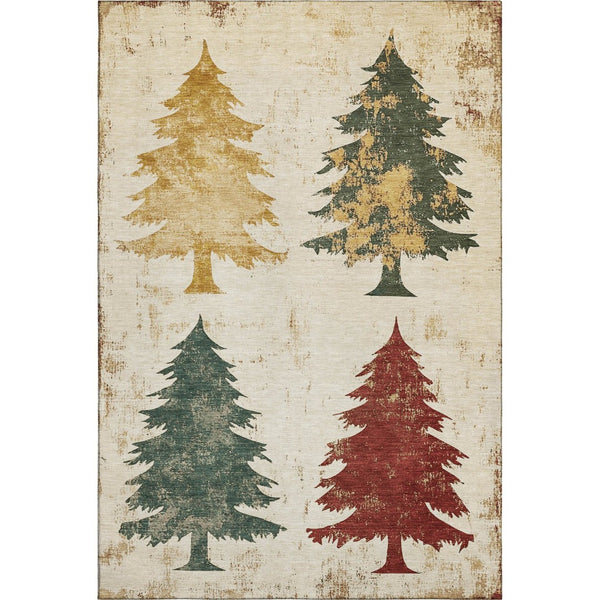HomeRoots 9' X 12' Elegant Floral Area Rug in Ivory, Gold & Burgundy – Washable, UV Protected, Non-Slip Design 701676