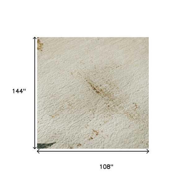 HomeRoots 9' X 12' Elegant Floral Area Rug in Ivory, Gold & Burgundy – Washable, UV Protected, Non-Slip Design 701676