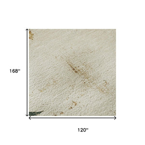 HomeRoots 10' X 14' Elegant Ivory Gold Burgundy Floral Area Rug - Washable, Stain-Resistant, UV Protected Beauty! 701677