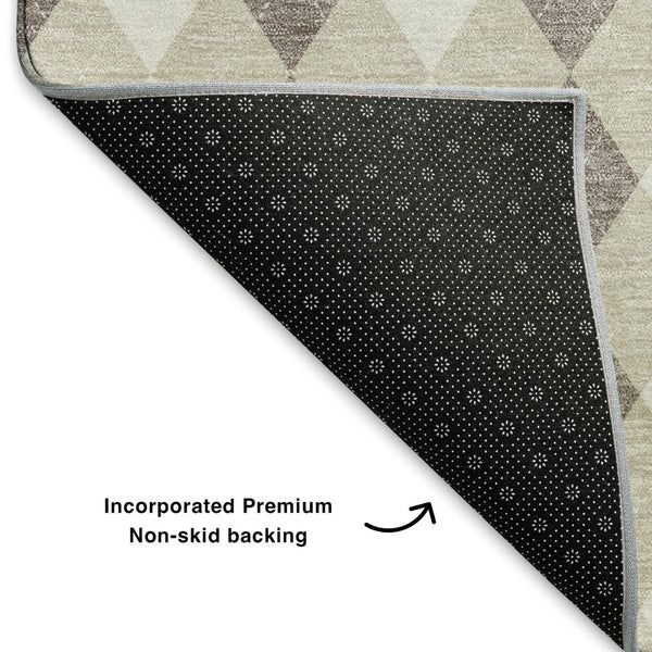 HomeRoots 8' X 10' Washable Beige Taupe & Ivory Geometric Area Rug - Stain-Resistant, UV Protected & Stylish 701681