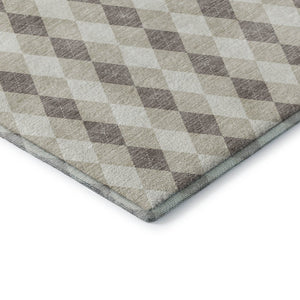 HomeRoots 8' X 10' Washable Beige Taupe & Ivory Geometric Area Rug - Stain-Resistant, UV Protected & Stylish 701681