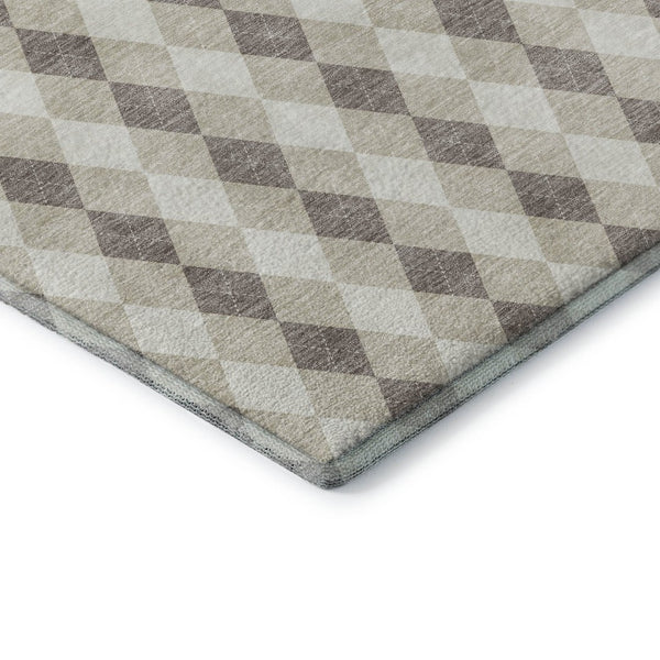 HomeRoots 8' X 10' Washable Beige Taupe & Ivory Geometric Area Rug - Stain-Resistant, UV Protected & Stylish 701681